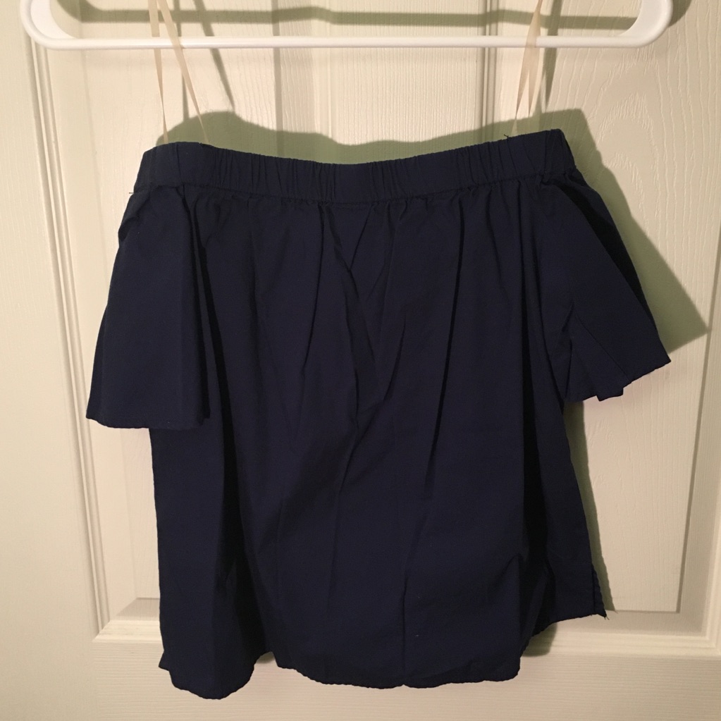 Francesca’s Alya Navy Blue Off The Shoulder Top